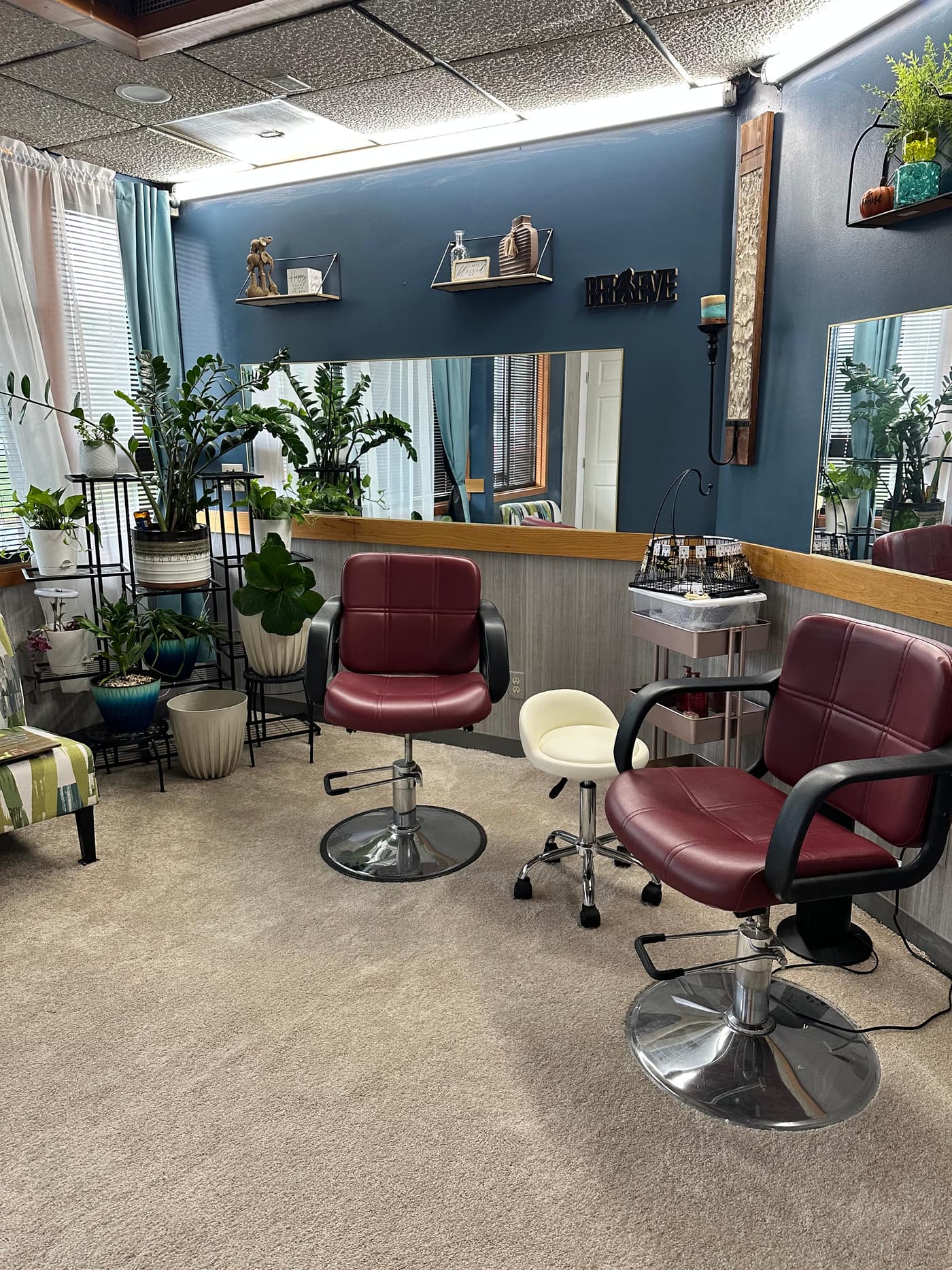 Styling stations at Nia's Crown Salon